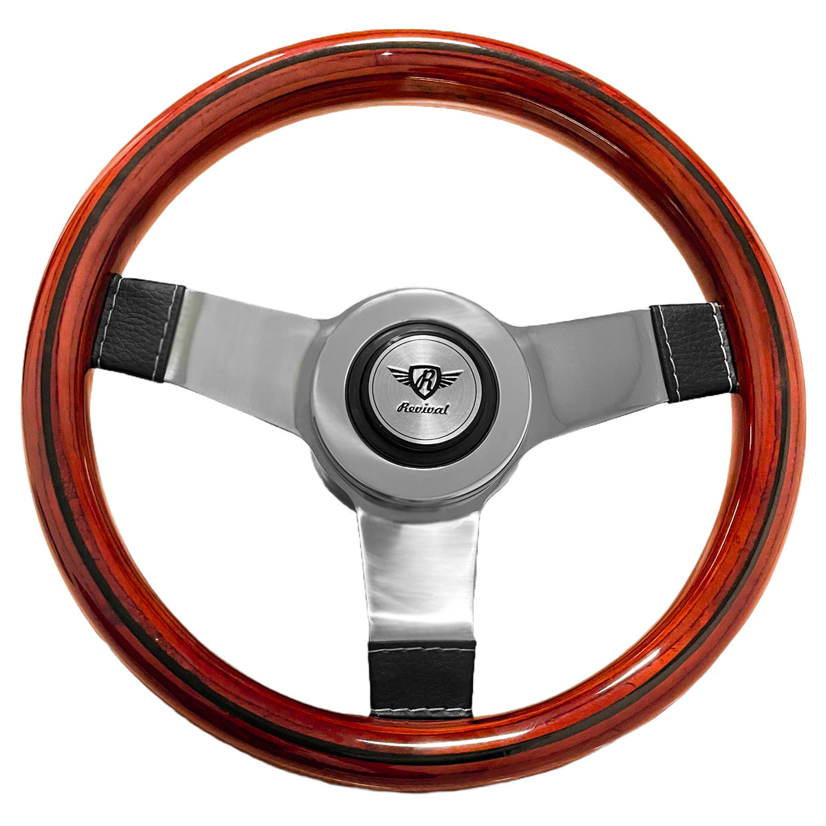Rosseti Super Mini Wood Steering Wheel (Silver Logo)