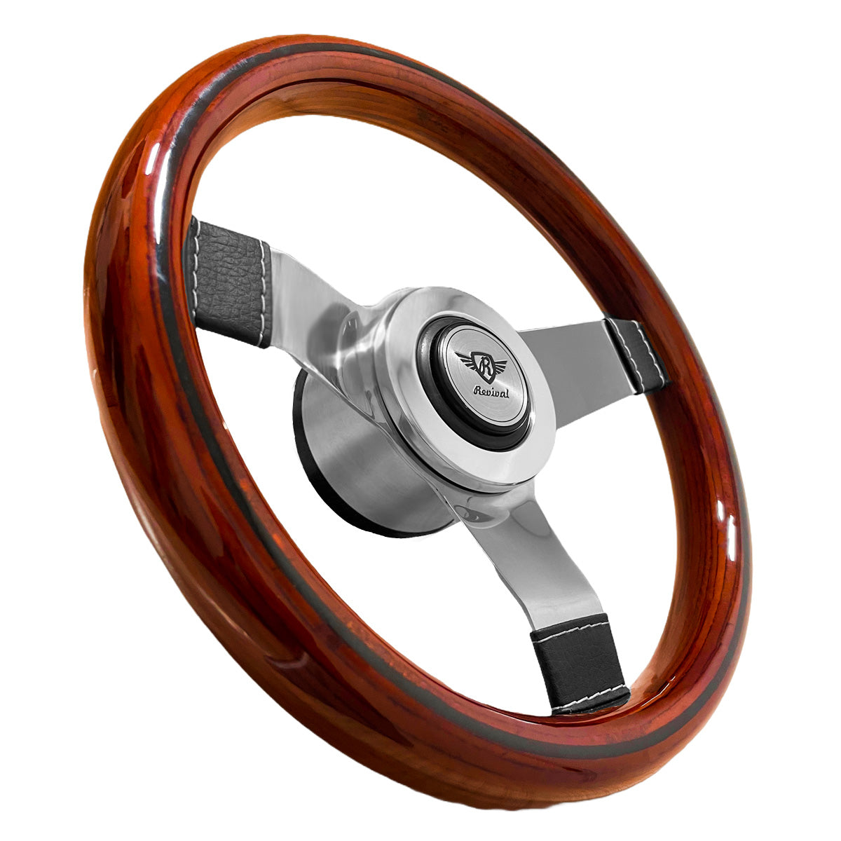 Rosseti Super Mini Wood Steering Wheel (Silver Logo)