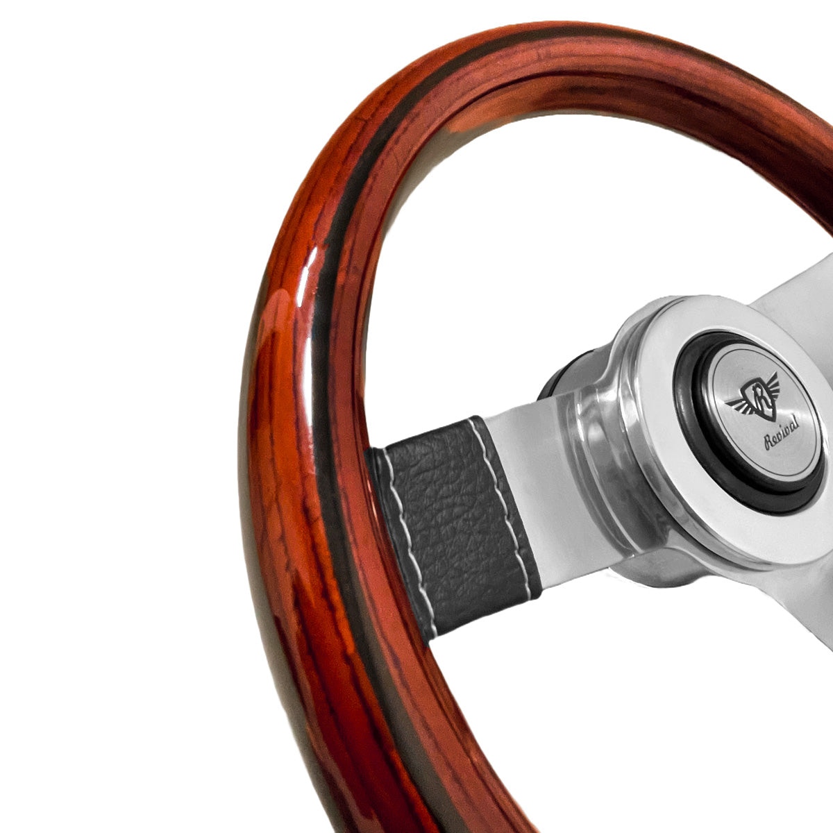Rosseti Super Mini Wood Steering Wheel (Silver Logo)