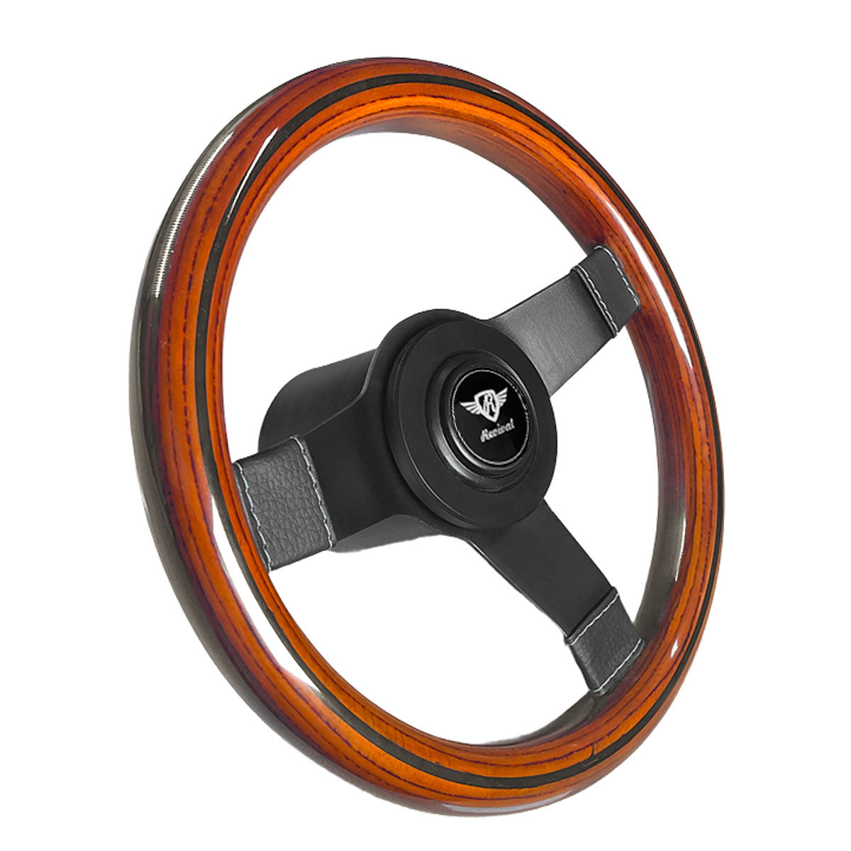 Rosseti Super Mini Wood Steering Wheel (Black Logo)