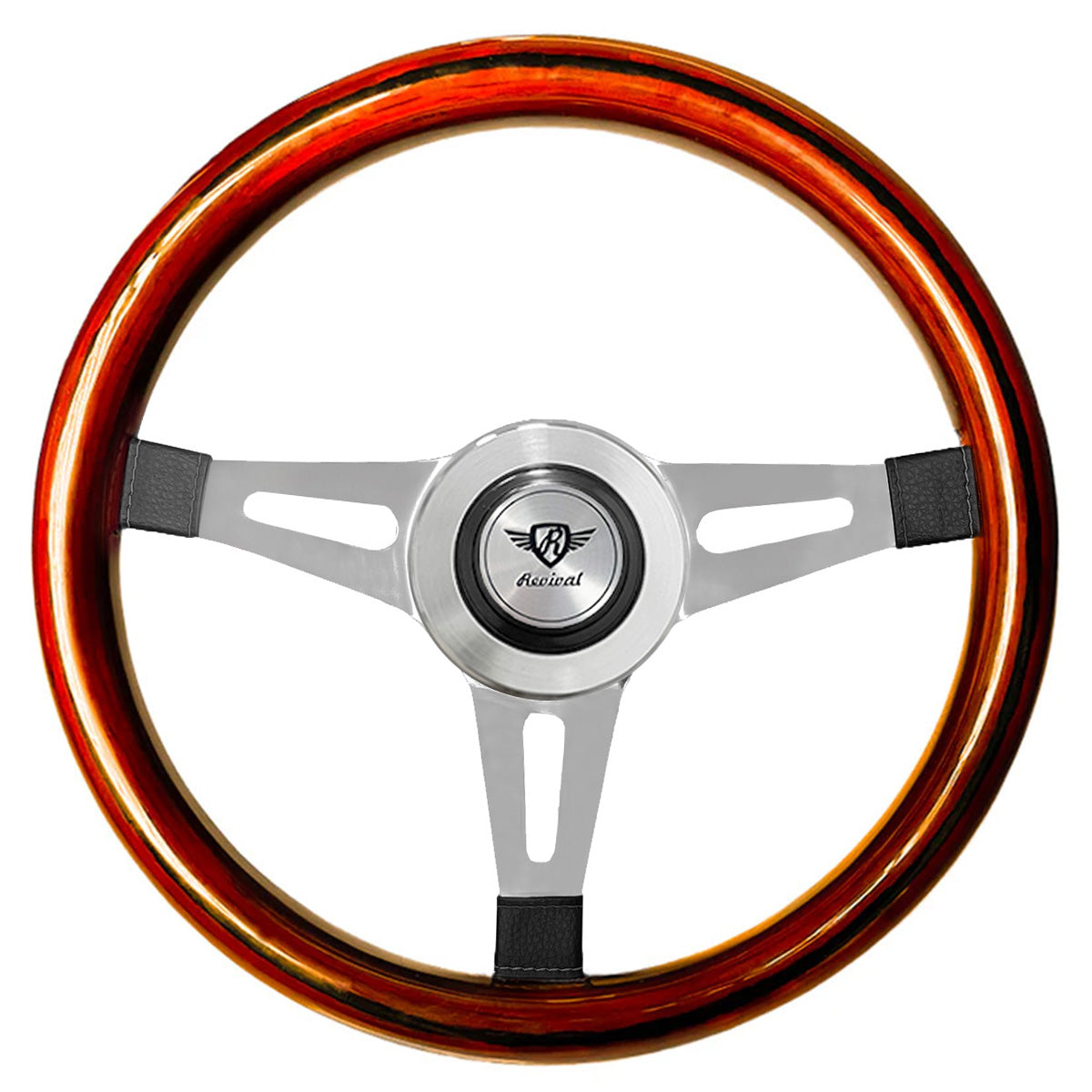 Rosseti Mini Classic Wood Steering Wheel (Silver Logo)
