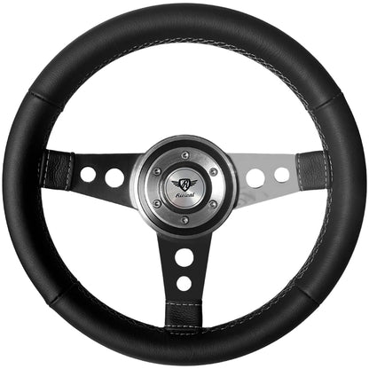 Volante Revival Racing Inox Couro Preto