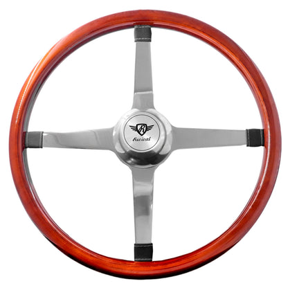 Rosseti Cross Rod Wood Steering Wheel (Silver Logo)