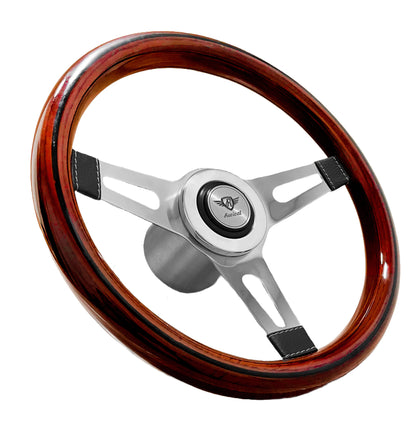 Rosseti Mini Classic Wood Steering Wheel (Silver Logo)