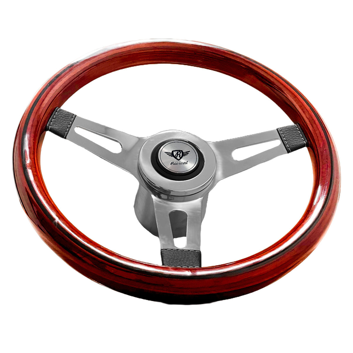 Rosseti Mini Classic Wood Steering Wheel (Silver Logo)