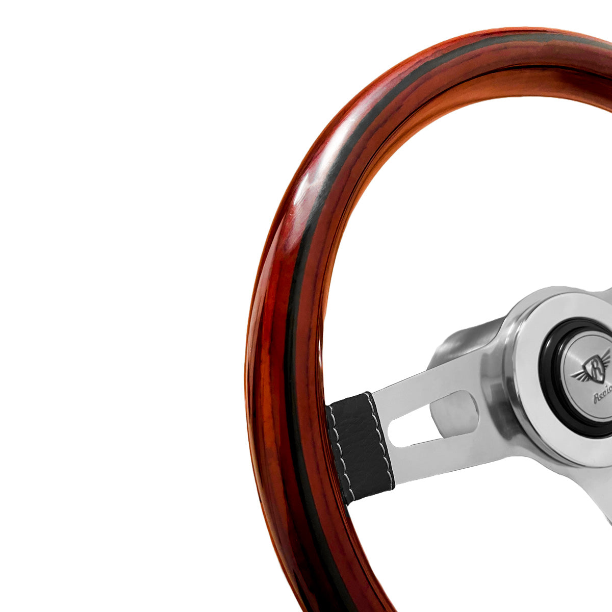 Rosseti Mini Classic Wood Steering Wheel (Silver Logo)