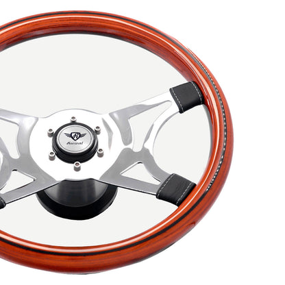 Rosseti Wega S Wood Steering Wheel (Silver Logo)