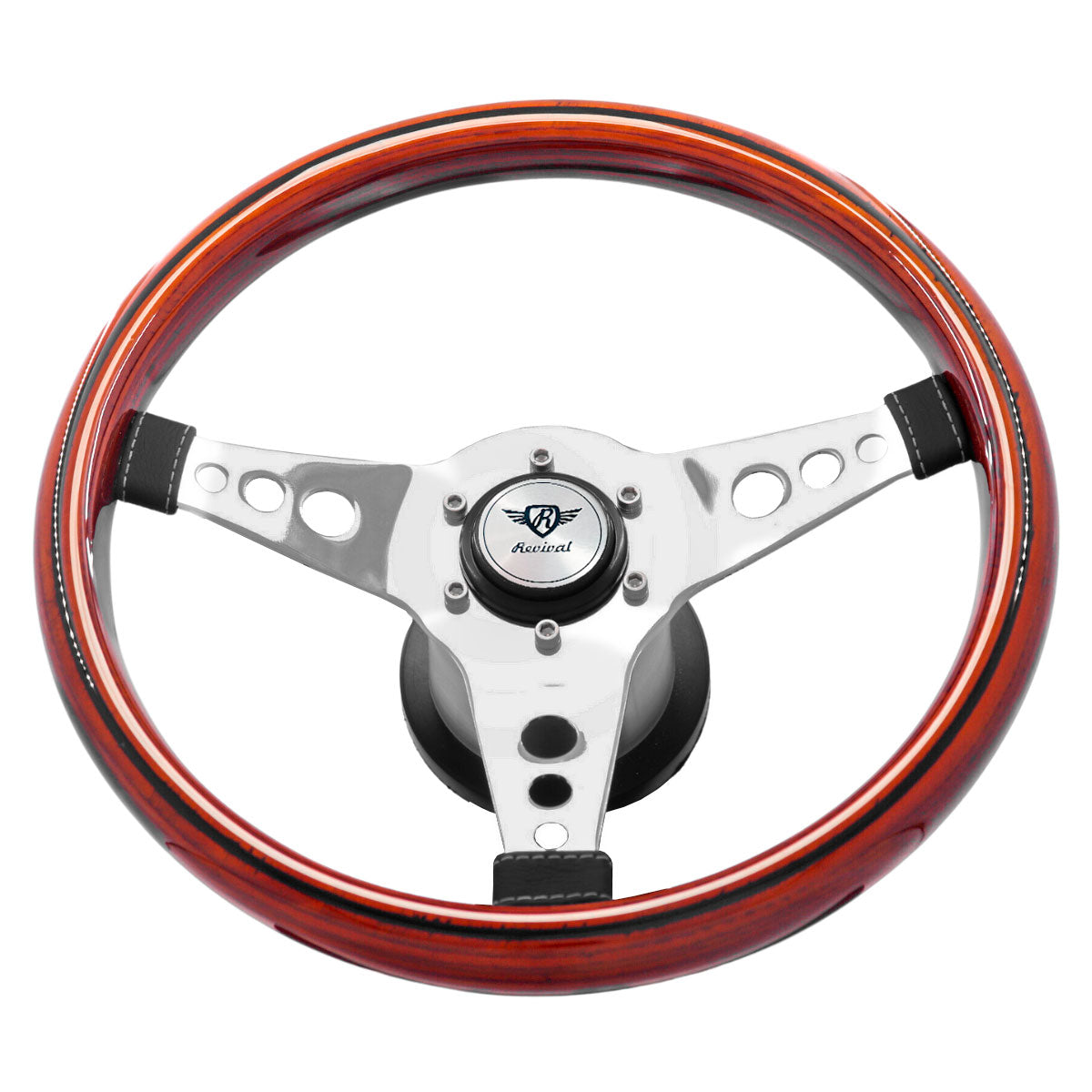 Rosseti Mini R Wood Steering Wheel (Silver Logo)