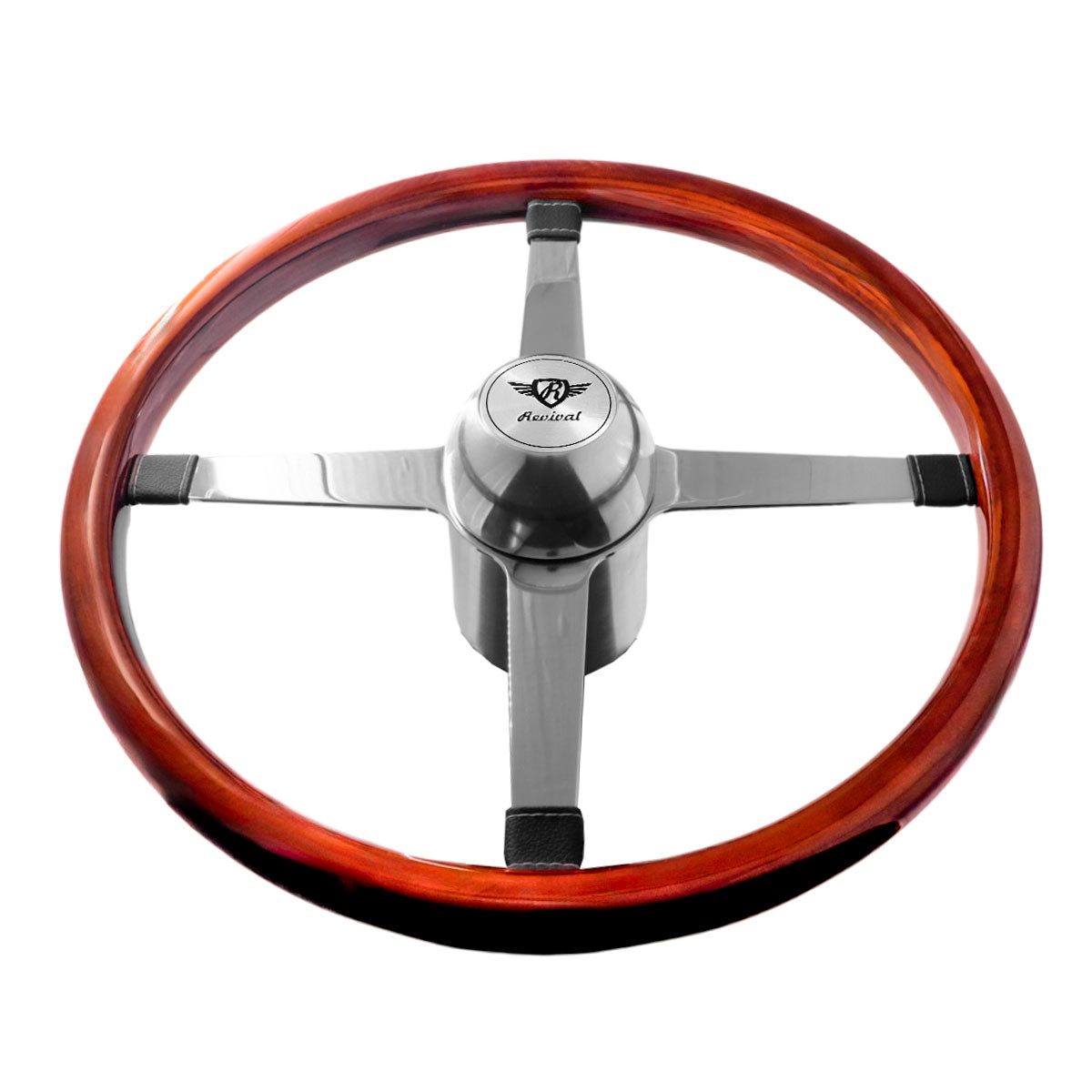 Rosseti Cross Rod Wood Steering Wheel (Silver Logo)