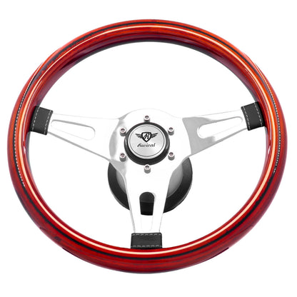 Rosseti Mini Classic Wood Steering Wheel (Silver Logo)