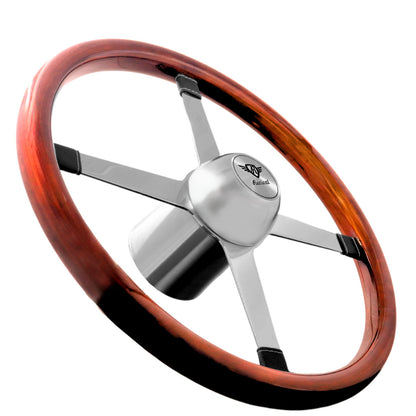 Rosseti Cross Rod Wood Steering Wheel (Silver Logo)