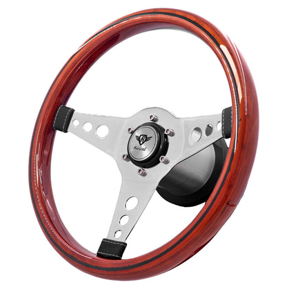 Rosseti Mini R Wood Steering Wheel (Silver Logo)