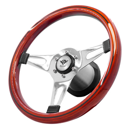 Rosseti Mini Classic Wood Steering Wheel (Silver Logo)