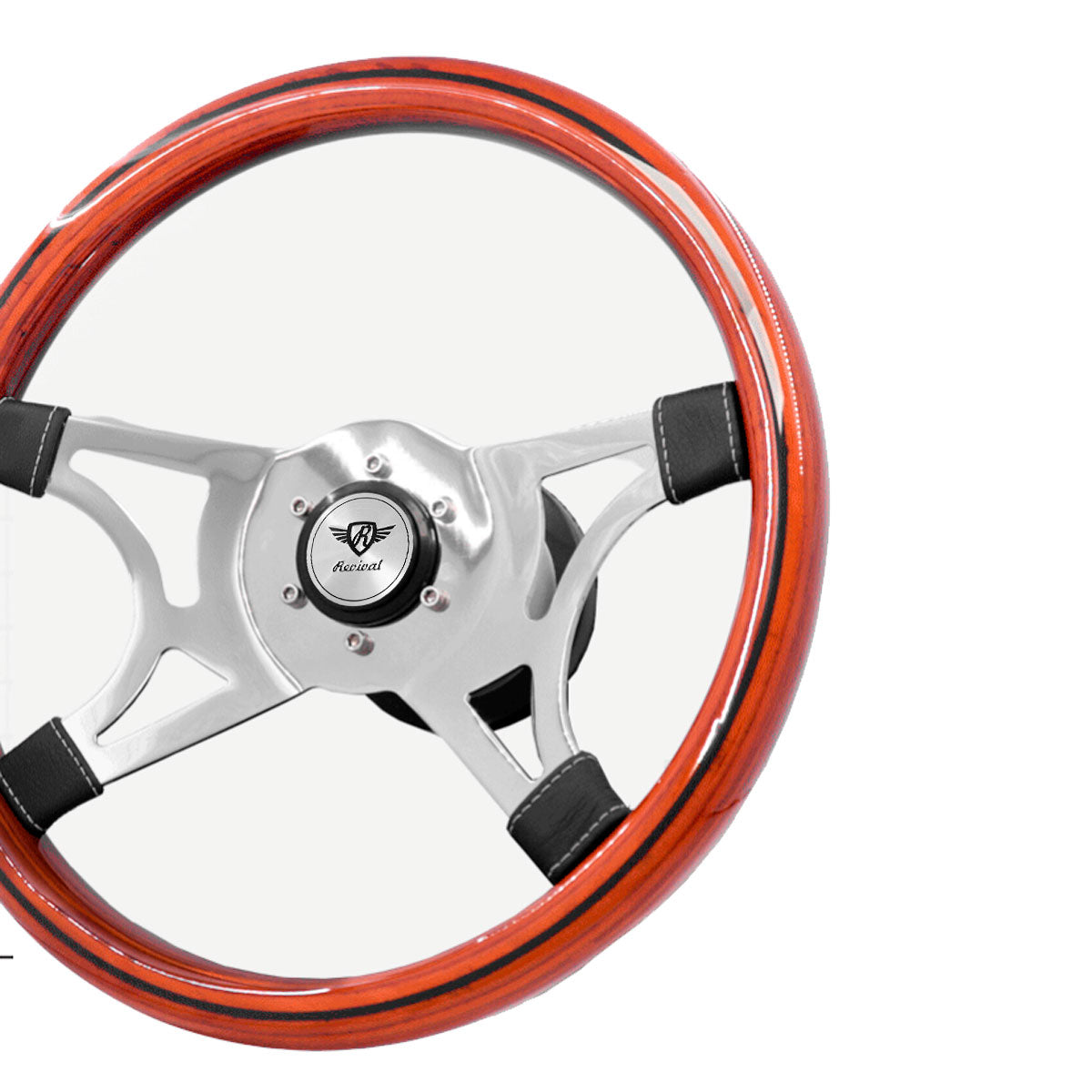 Rosseti Wega S Wood Steering Wheel (Silver Logo)