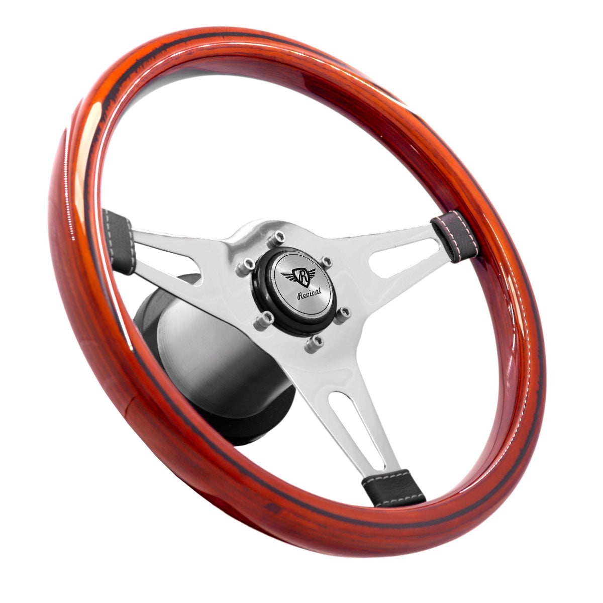 Rosseti Mini Classic Wood Steering Wheel (Silver Logo)