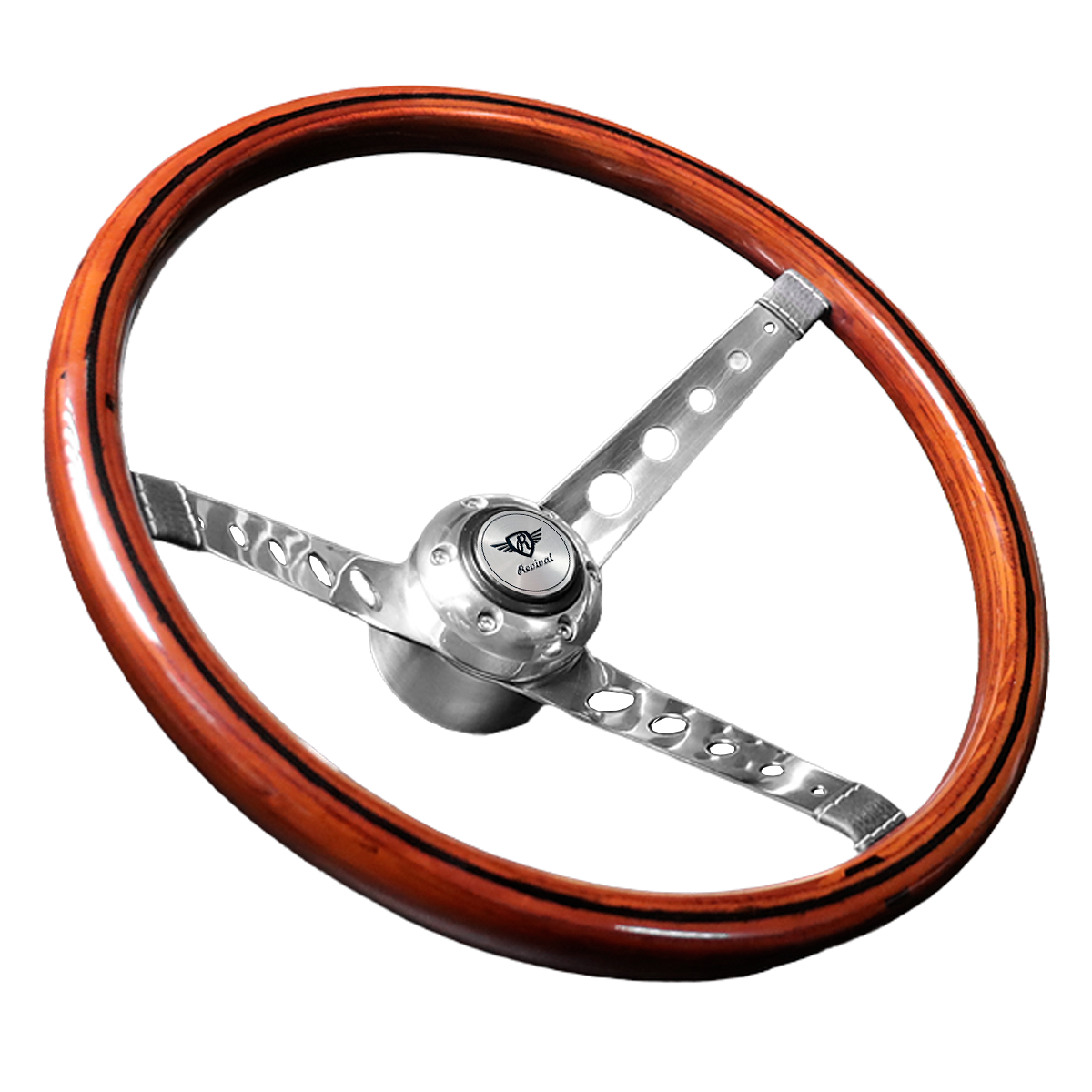 Rosseti Five Balls Wood Steering Wheel (Silver Logo)