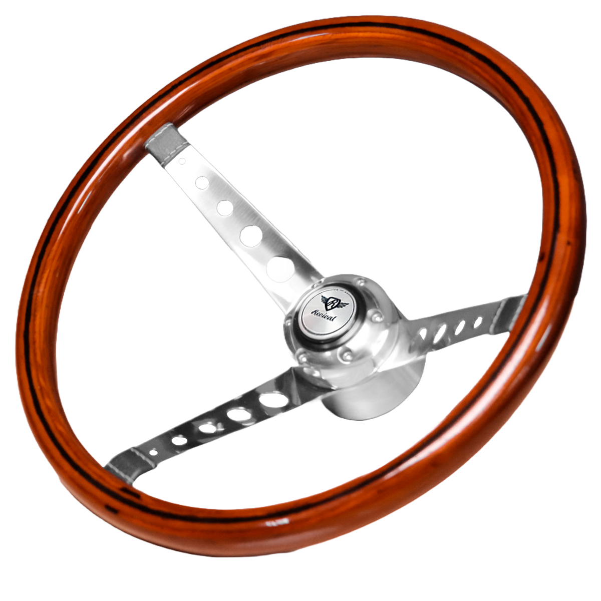 Rosseti Five Balls Wood Steering Wheel (Silver Logo)