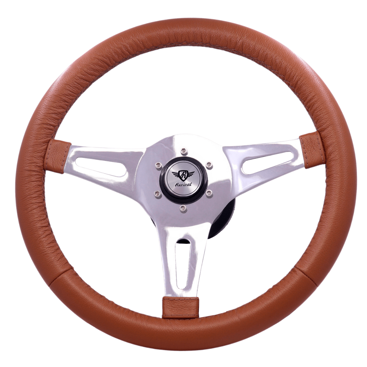 Rosseti Mini Classic Caramel Leather Steering Wheel (Silver Logo)