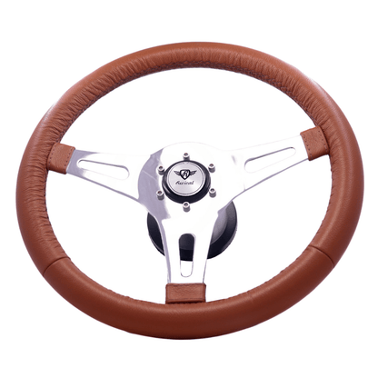 Rosseti Mini Classic Caramel Leather Steering Wheel (Silver Logo)