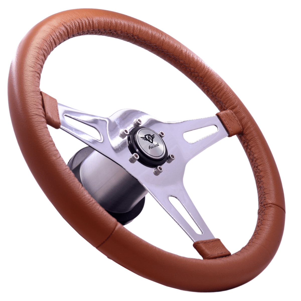 Rosseti Mini Classic Caramel Leather Steering Wheel (Silver Logo)