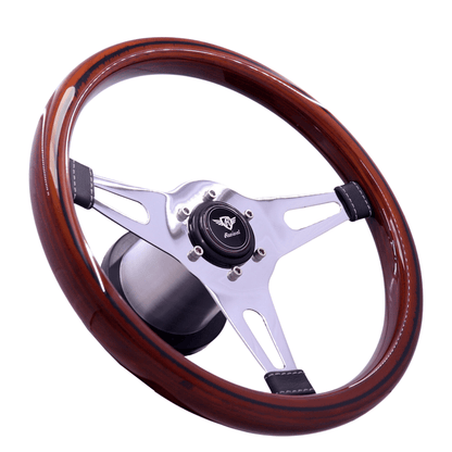 Rosseti Mini Classic Wood Steering Wheel (Silver Logo)