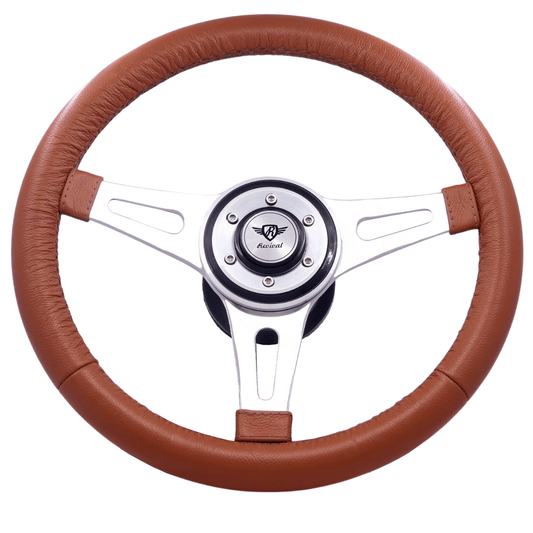 Rosseti Mini Classic Caramel Leather Steering Wheel (Silver Logo)