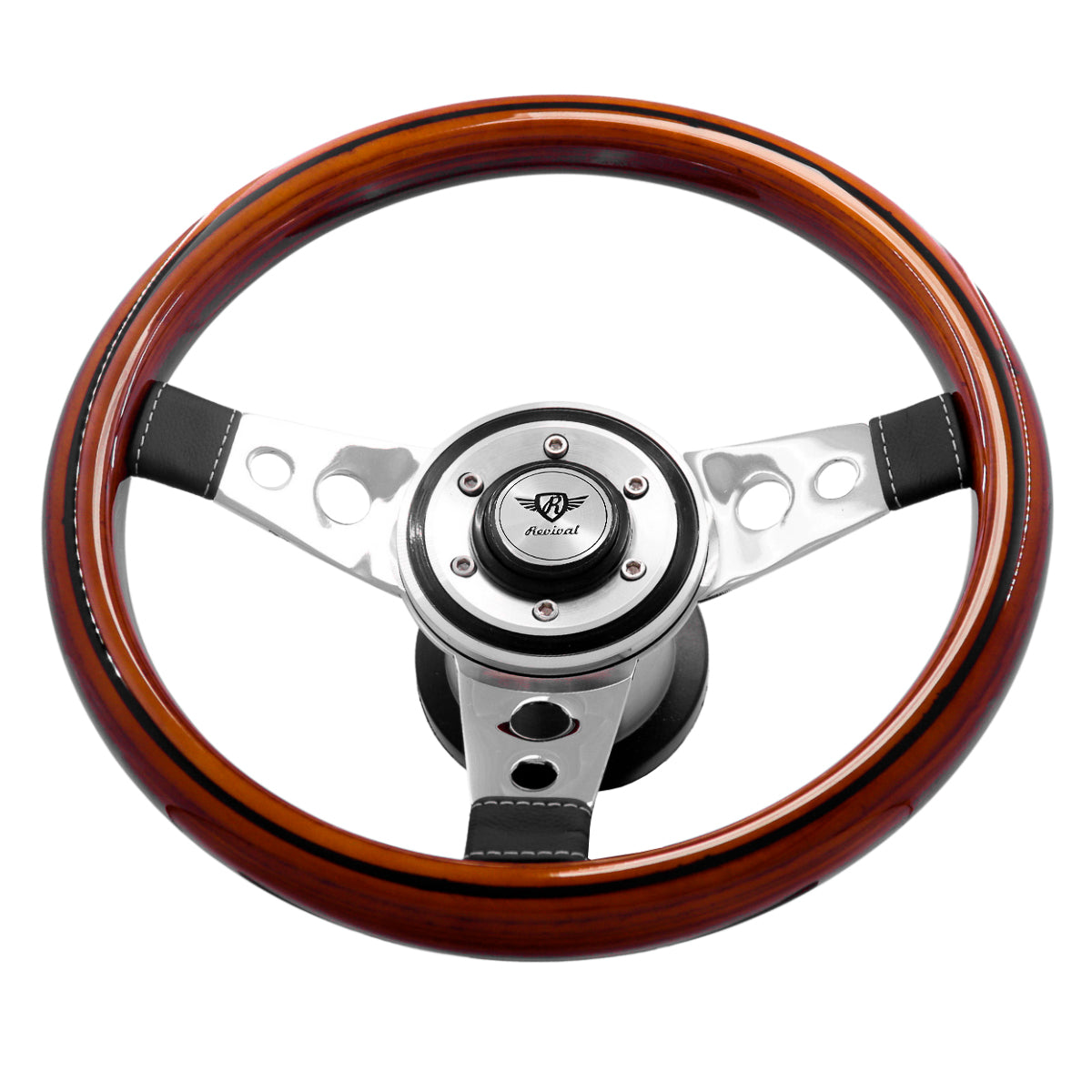 Rosseti Racing Wood steering wheel with disc (Silver Logo)