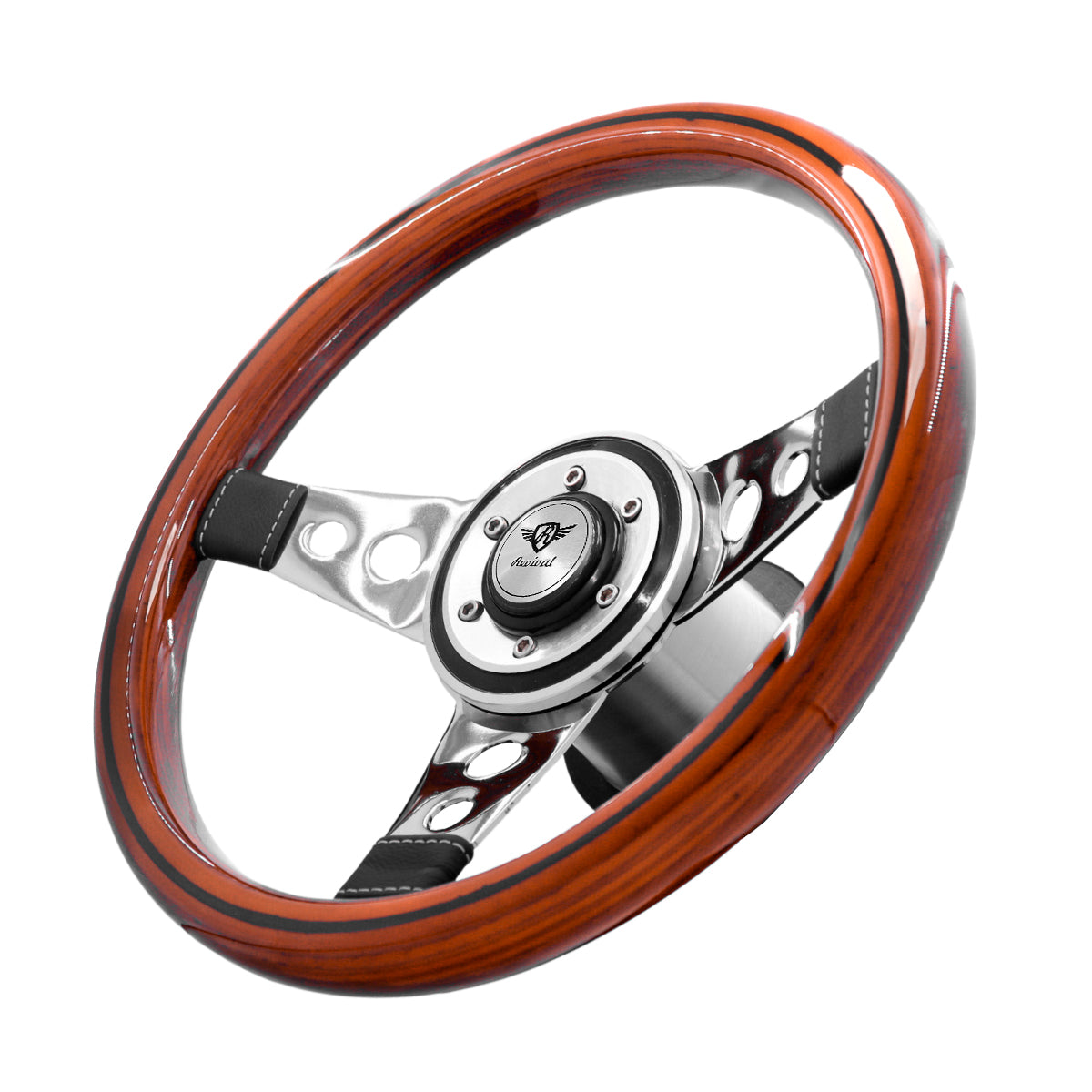 Rosseti Racing Wood steering wheel with disc (Silver Logo)