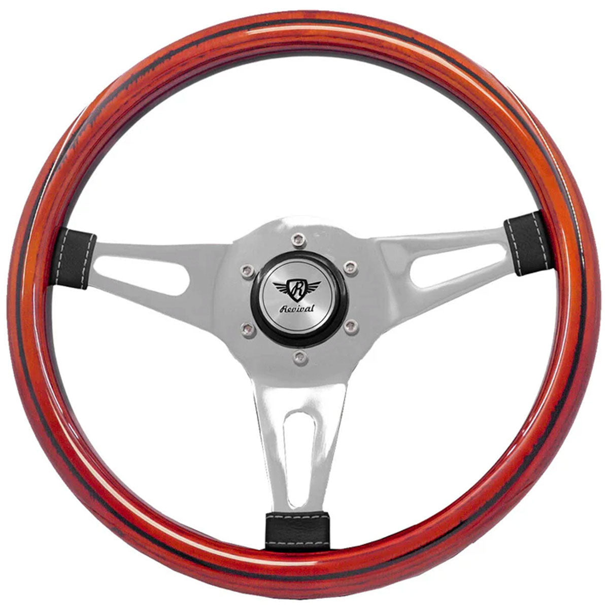 Rosseti Mini Classic Wood Steering Wheel (Silver Logo)