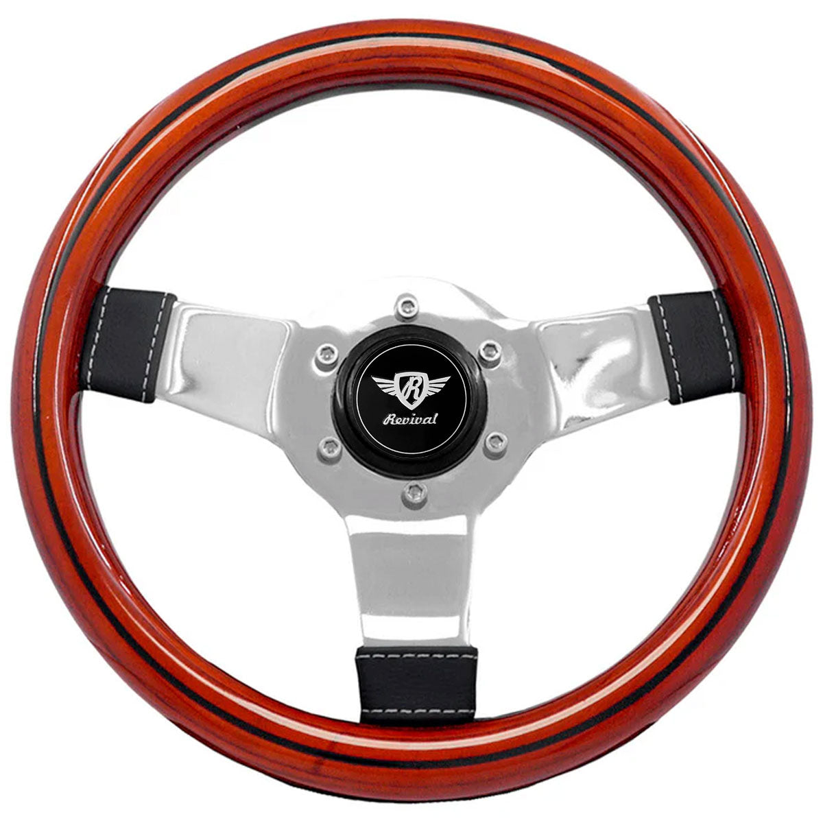 Rosseti Super Mini Wood Steering Wheel (Black Logo)