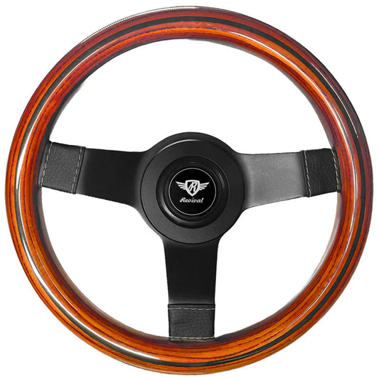 Rosseti Super Mini Wood Steering Wheel (Black Logo)