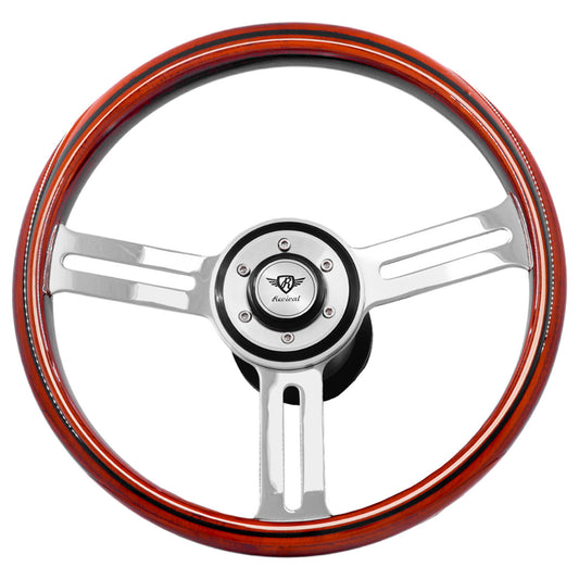 Rosseti BTS wooden steering wheel with disc (Silver Logo)