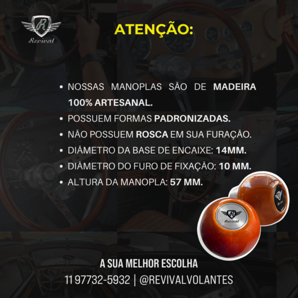 Manopla Redonda de Madeira Revival - Imagem 4