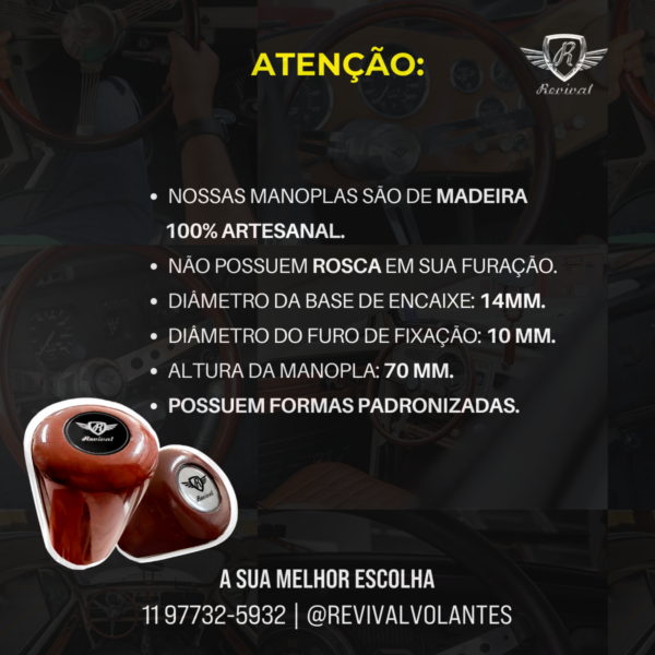 Manopla Cilíndrica de Madeira Black - Imagem 4